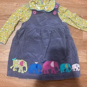 Mini Boden Dresses Mini Boden Elephant Long Sleeve Pinnie With